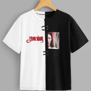 Graphic sliced tee